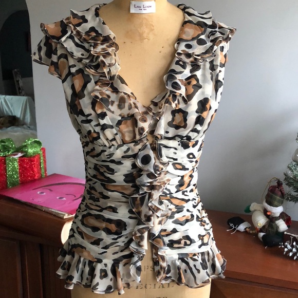Tops - Silk ruffled, shirred, blouse